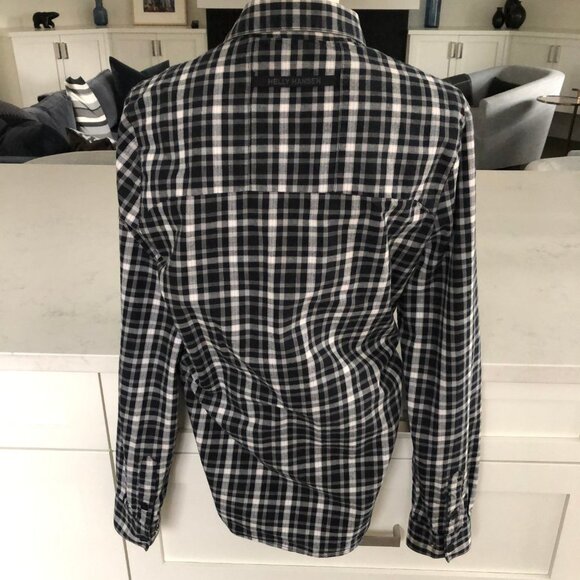 Helly Hansen Casual Cozy Snap Down Cotton Plaid Shirt Black Grey White Sz S - Picture 6 of 12
